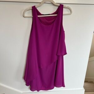 Zouk Sleeveless Tiered Dress in Pink /Purple Color Business Casual Wedding Guest